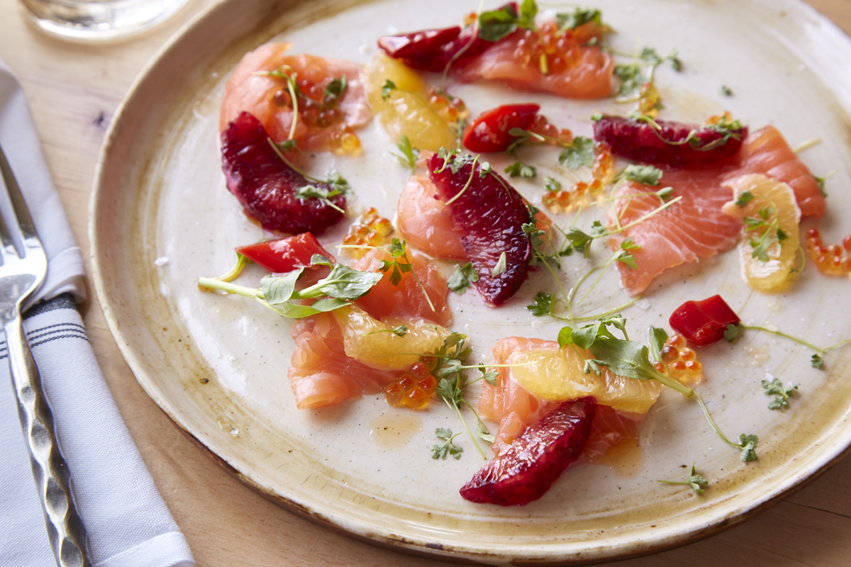 Food Photography of Salmon citrus plate